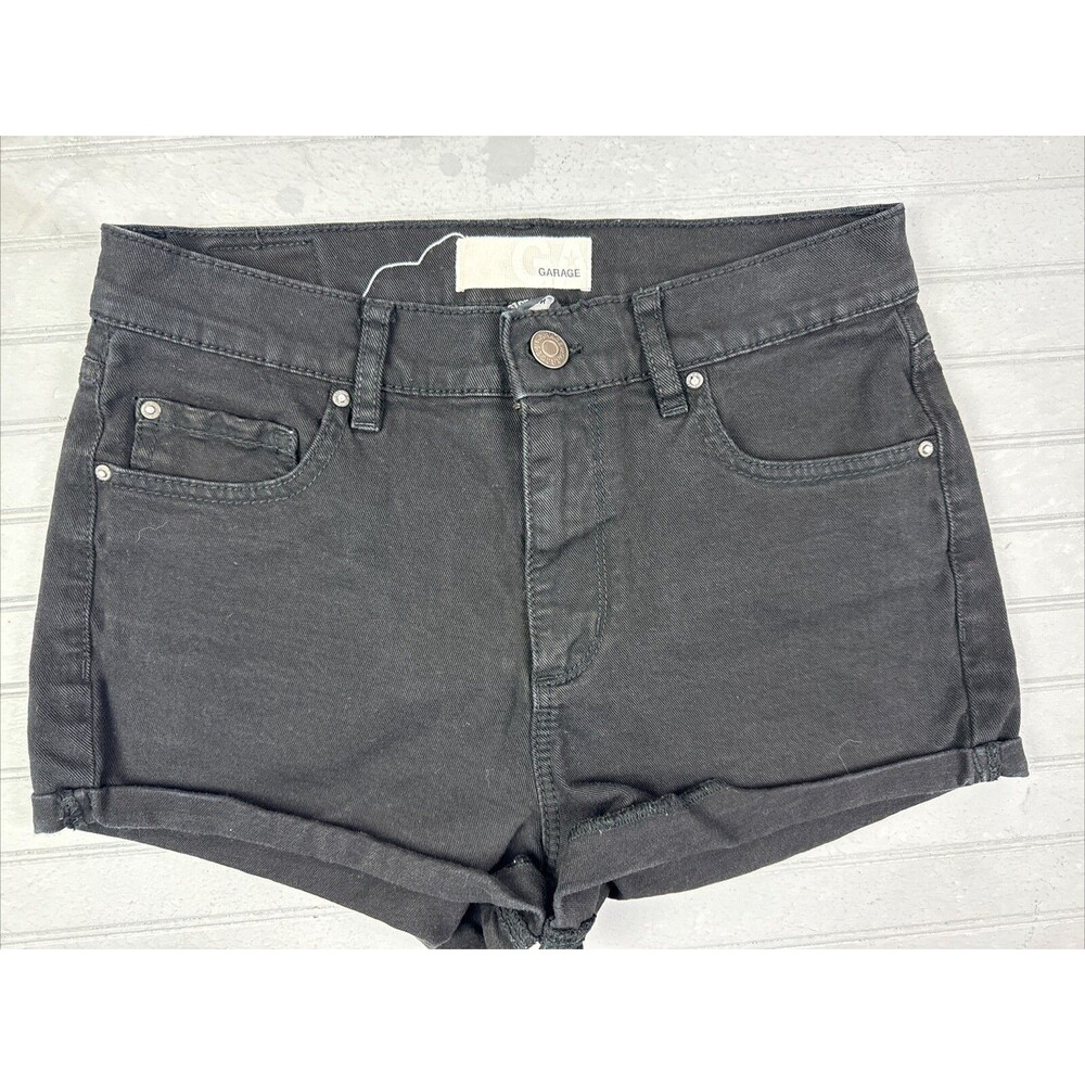 Garage Size 3 Womens Shorts Retro High Waist Black Denim Jean Stretch